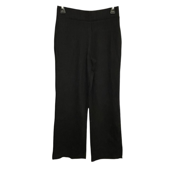 Magaschoni Pants - Magaschoni Black pinstriped Wide Leg Pants